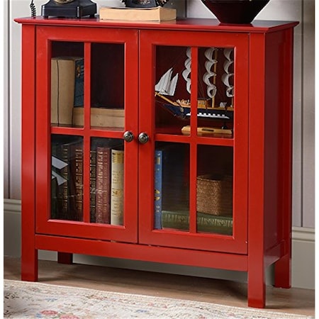 Latestluxury Glass Door Accent & Display Cabinet, Red LA949617